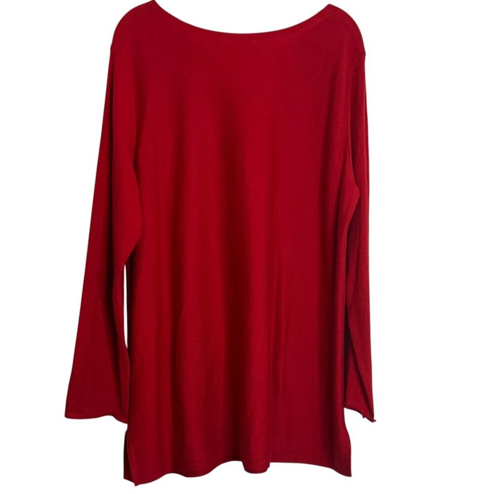 J Jill Womens Boatneck Knit Tunic Sweater Large Red Cotton Blend - Picture 3 of 6